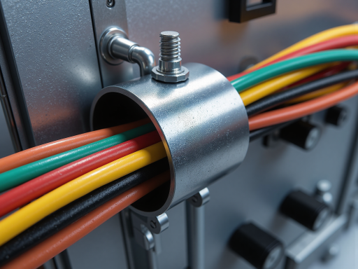 Data communication cable product display, multi-core cables arranged neatly, colored insulation layers clearly marked, metal shielding layer tightly wrapped